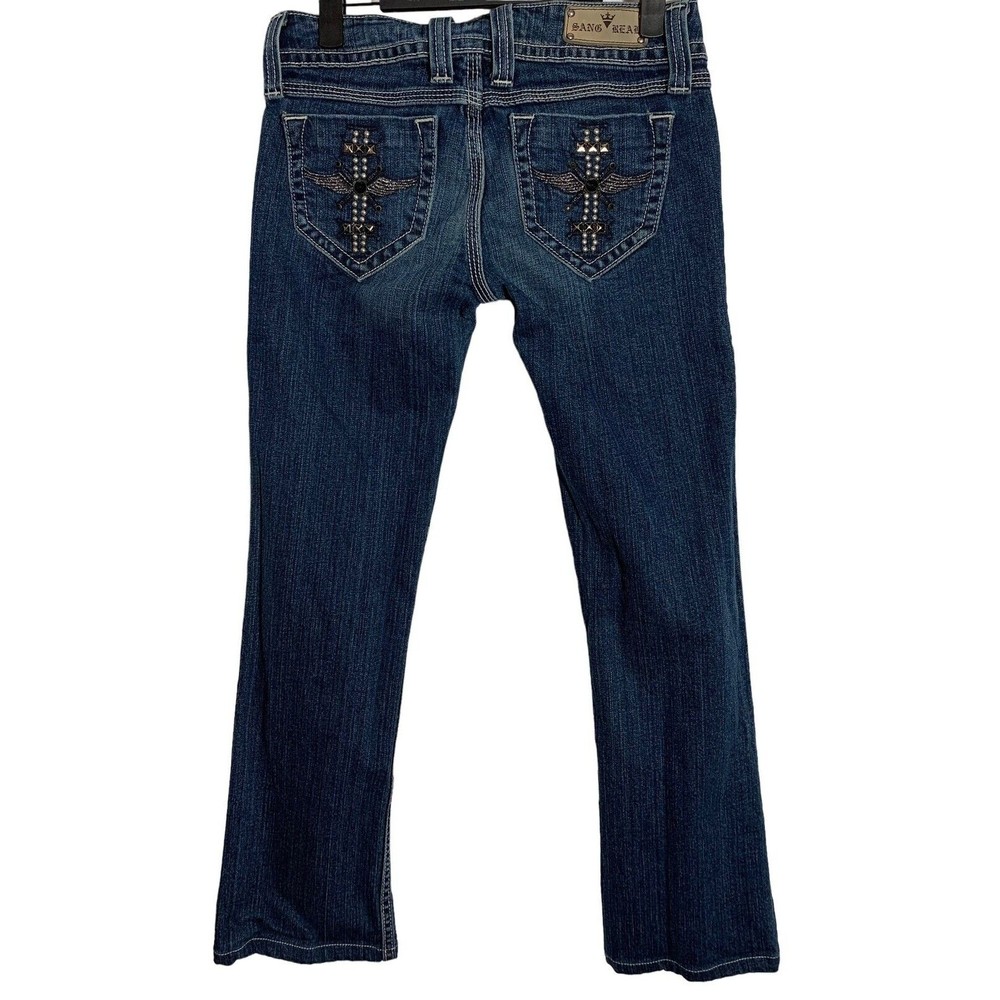 Sang Real By Miss Me Women's Size 27 Bootcut Flare Selvedge Denim Jeans Y2K